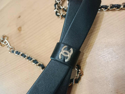 Chanel Bow Chain Belt Bag Black Lambskin Series 31