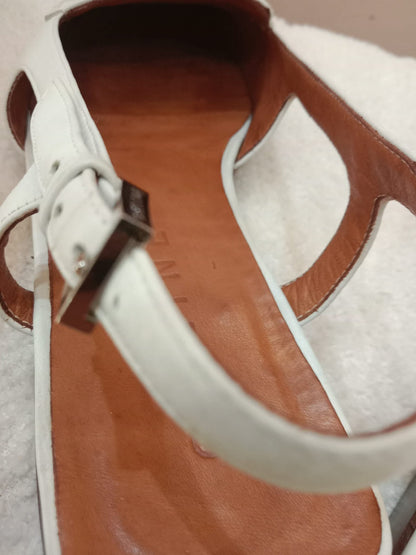 Celine Leather Slingback Loafers Classic Square-Toe Design White Size 37.5