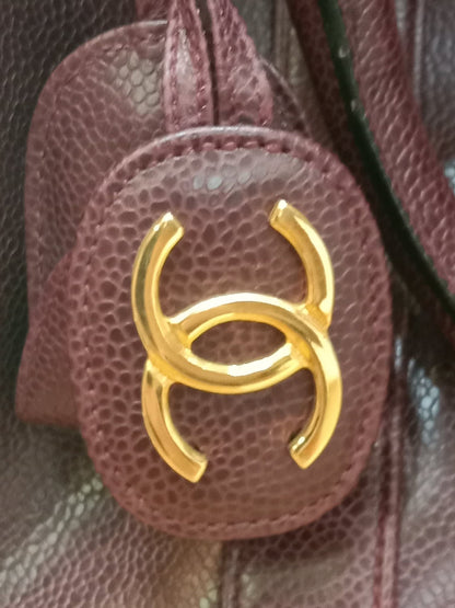 Chanel Boston Bag Burgundy Caviar Series 2