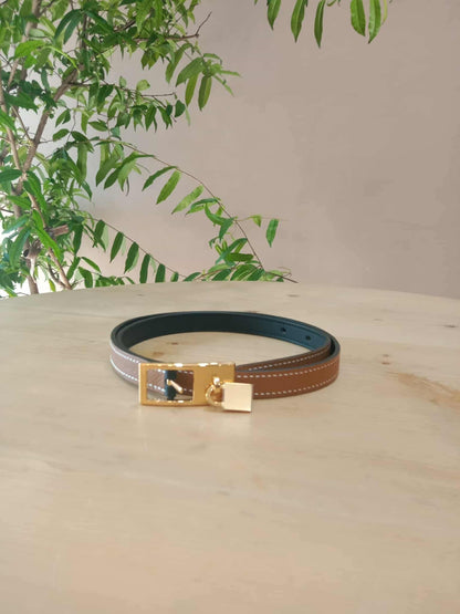 Hermes Lucky 15 Reversible Belt Swift/Epsom Gold/Noir Stamp Z 2021