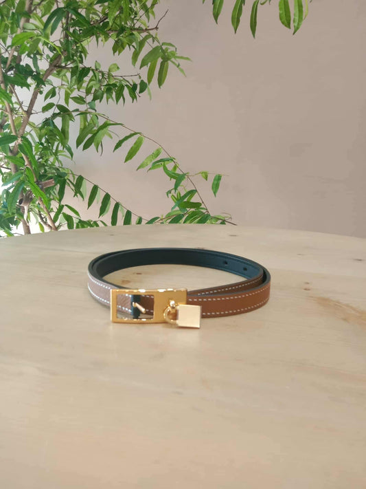 Hermes Lucky 15 Reversible Belt Swift/Epsom Gold/Noir Stamp Z 2021