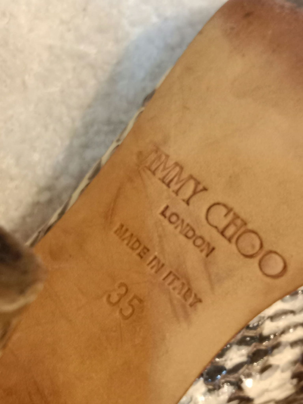 Jimmy Choo Python-Embossed Open-Toe Slingback Pumps Size 35