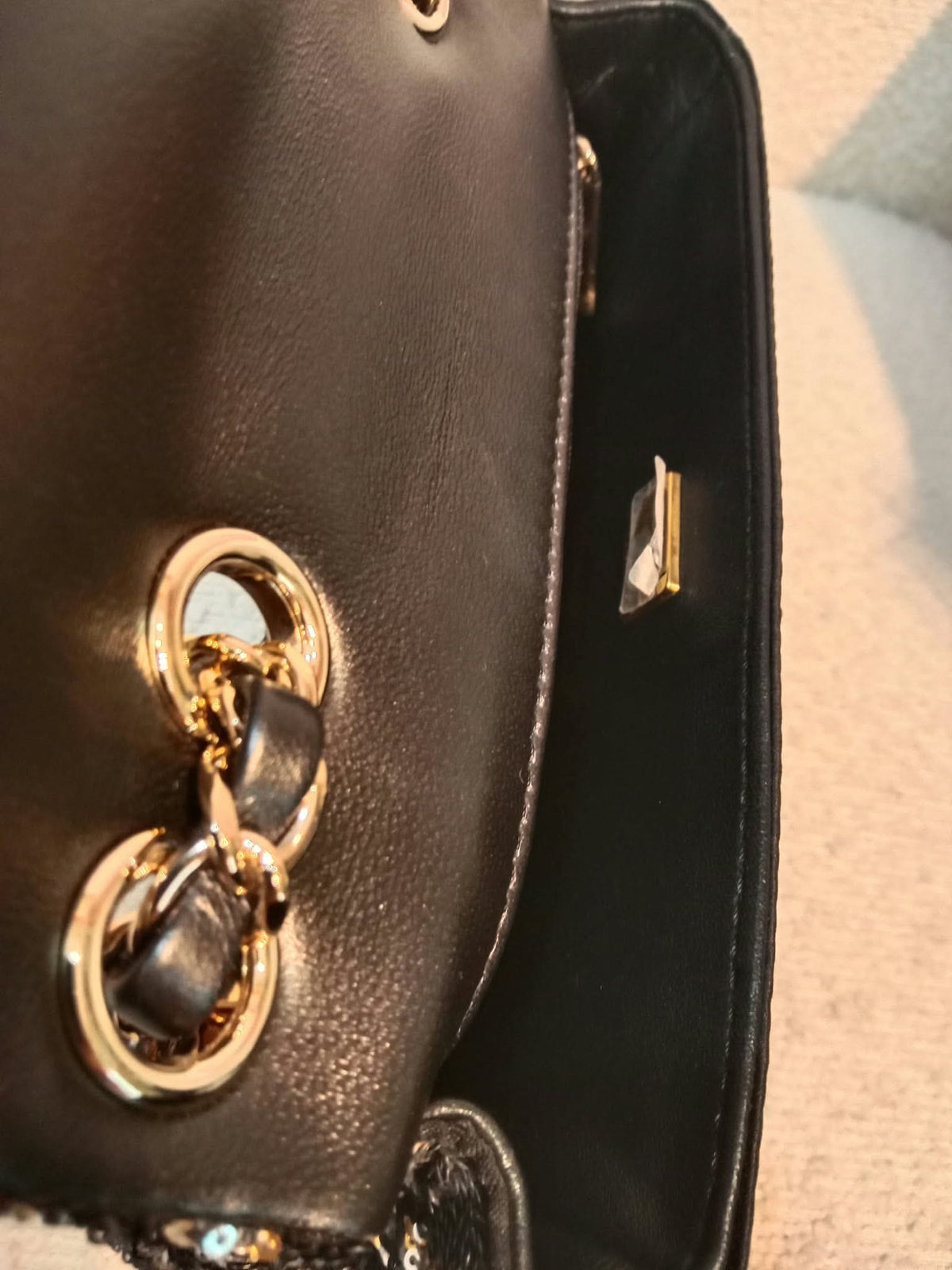 Chanel Mini Rectangular Gold/Black Sequin Limited Edition Microchipped