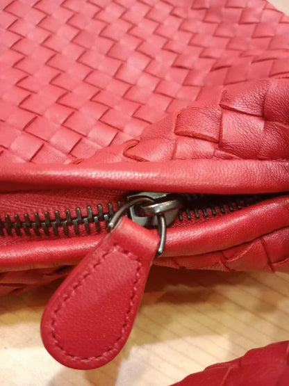 Bottega Veneta Intrecciato Hobo Bag Red