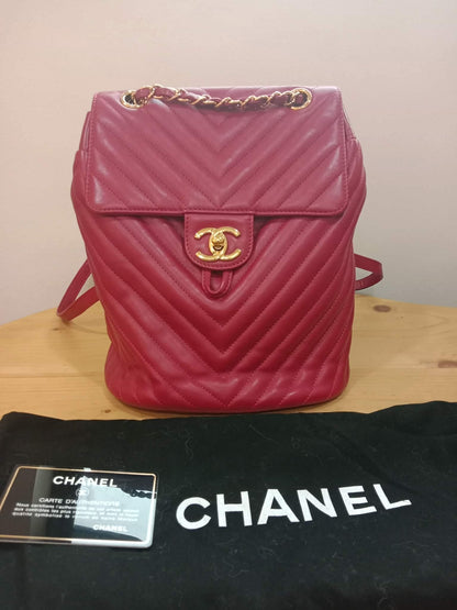 Chanel Chevron Calfskin Small Red Urban Spirit Backpack Series 23