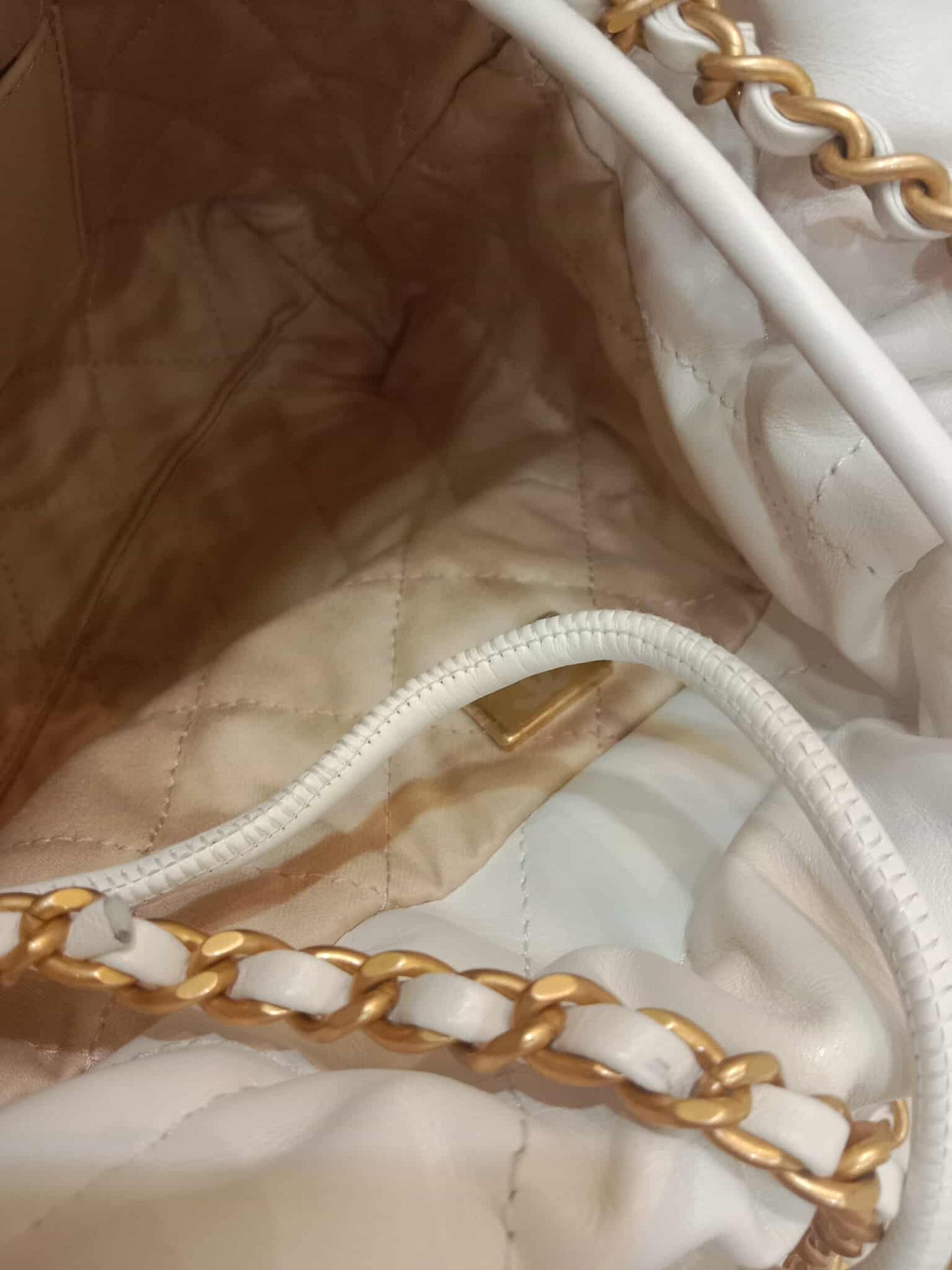 Chanel 22 Mini Tote Lambskin White Microchipped