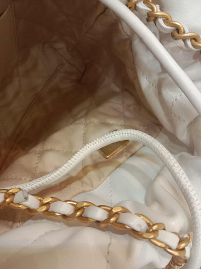 Chanel 22 Mini Tote Lambskin White Microchipped
