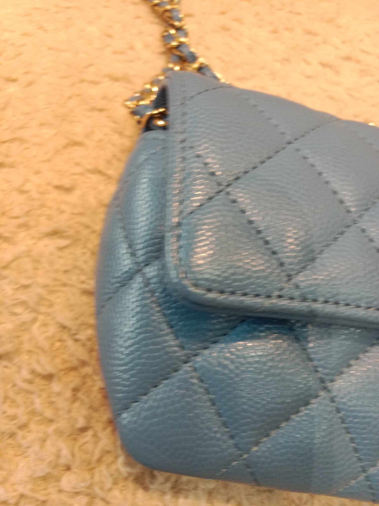 Chanel Classic Case Blue Quilted Caviar with Chain Series 31