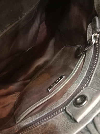 Miu Miu Leather Tote Bag Grey with Crystal Embellished Strap