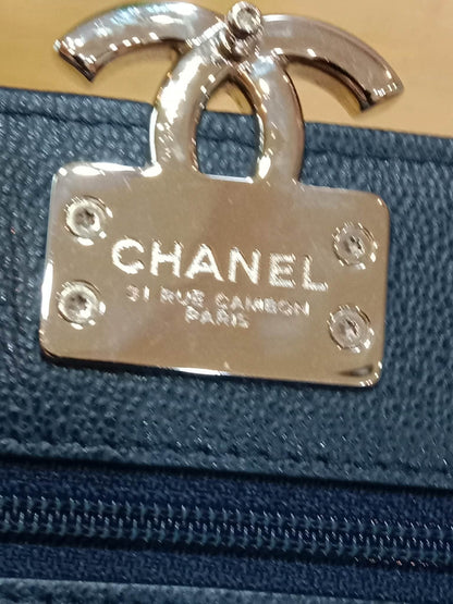 Chanel CC Box Wallet On Chain Caviar Navy Blue Series 27
