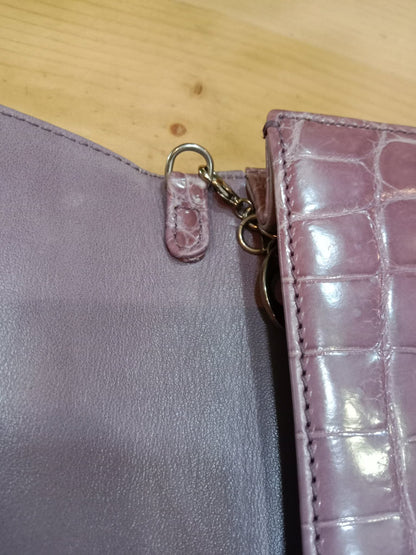 Dior Crocodile Embossed Mauve Clutch