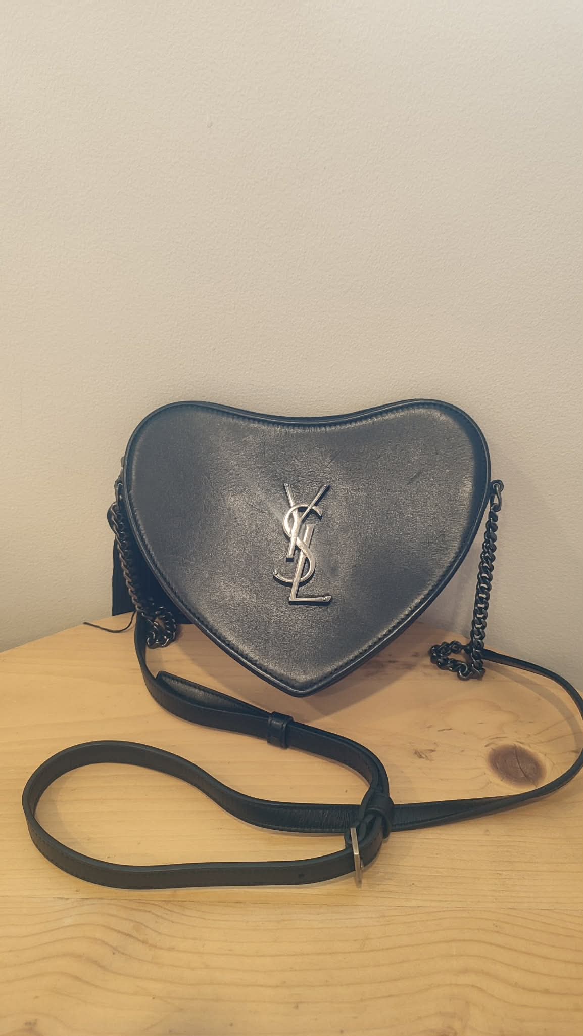 YSL Heart Black Slingbag