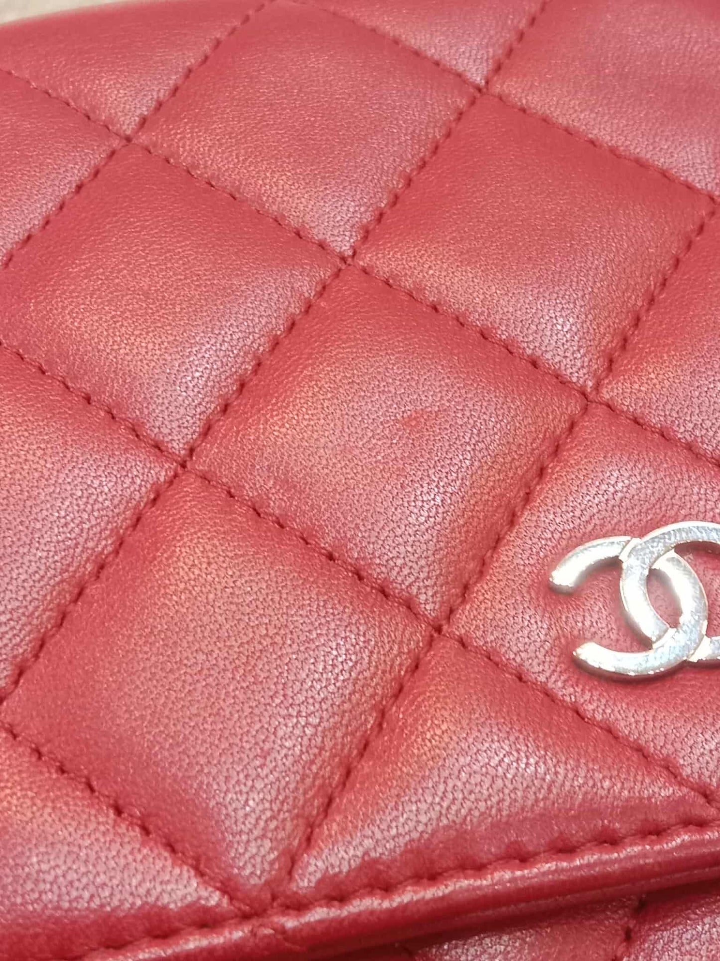 Chanel Classic Wallet On Chain Red Lambskin Series 16