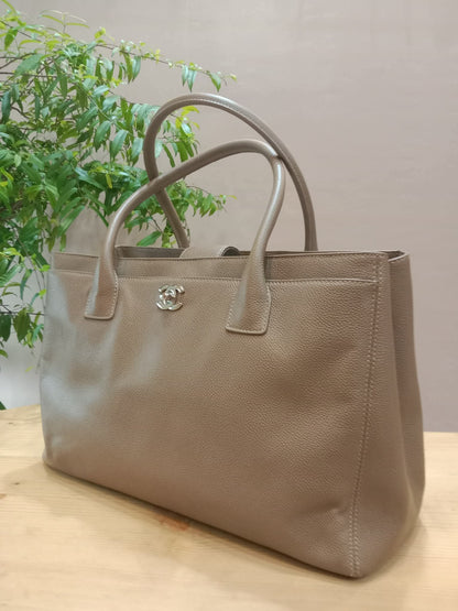 Chanel Cerf Executive Tote in Neutral Taupe Color CC Turnlock Closure Series 17