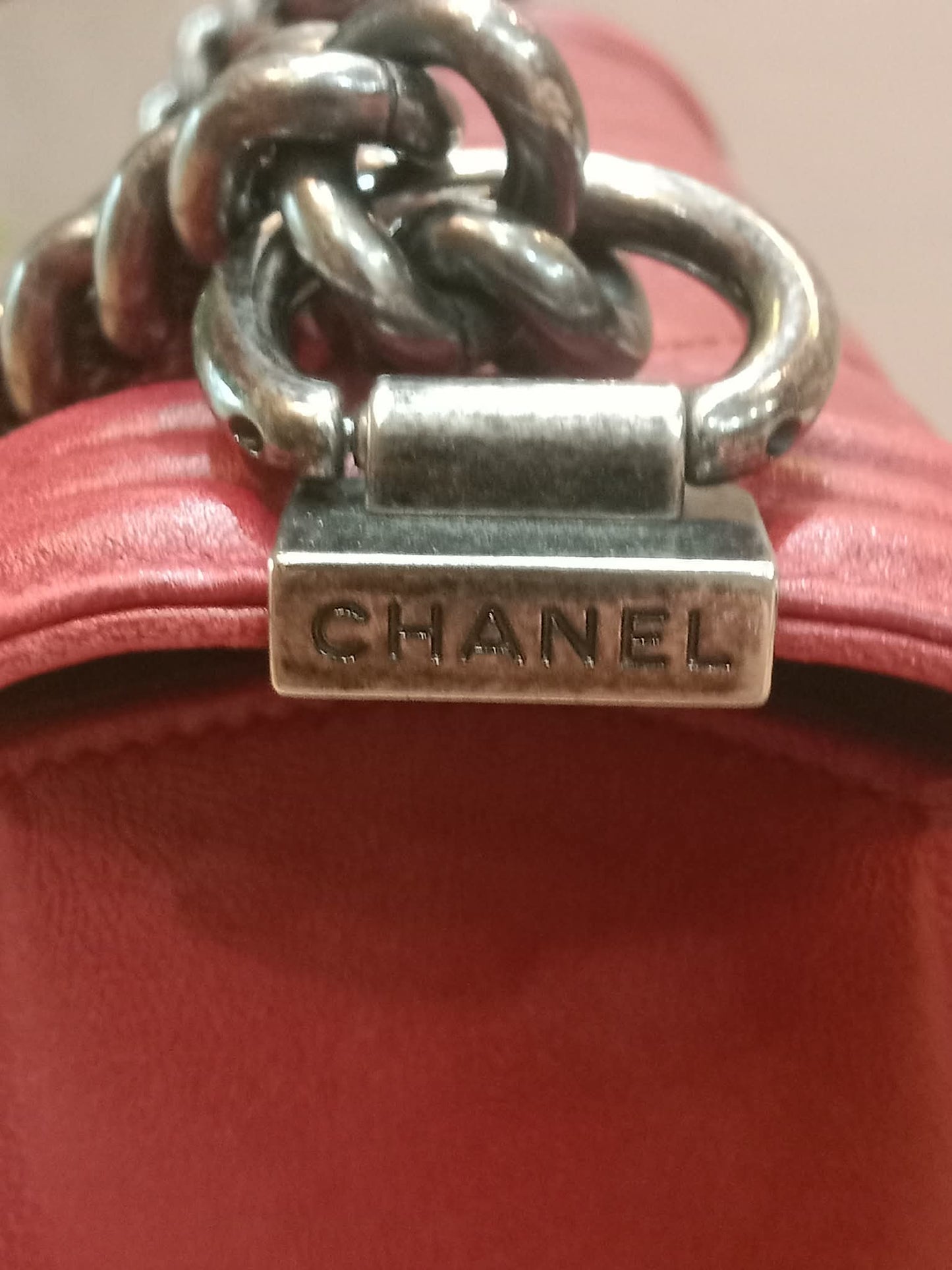 Chanel Le Boy Bag Red Lambskin Medium Series 18