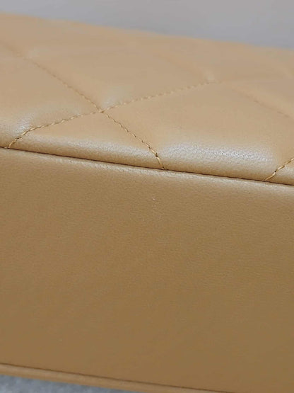 Chanel Diamond CC Chain Brown Caramel Lambskin Flap Bag Series 18