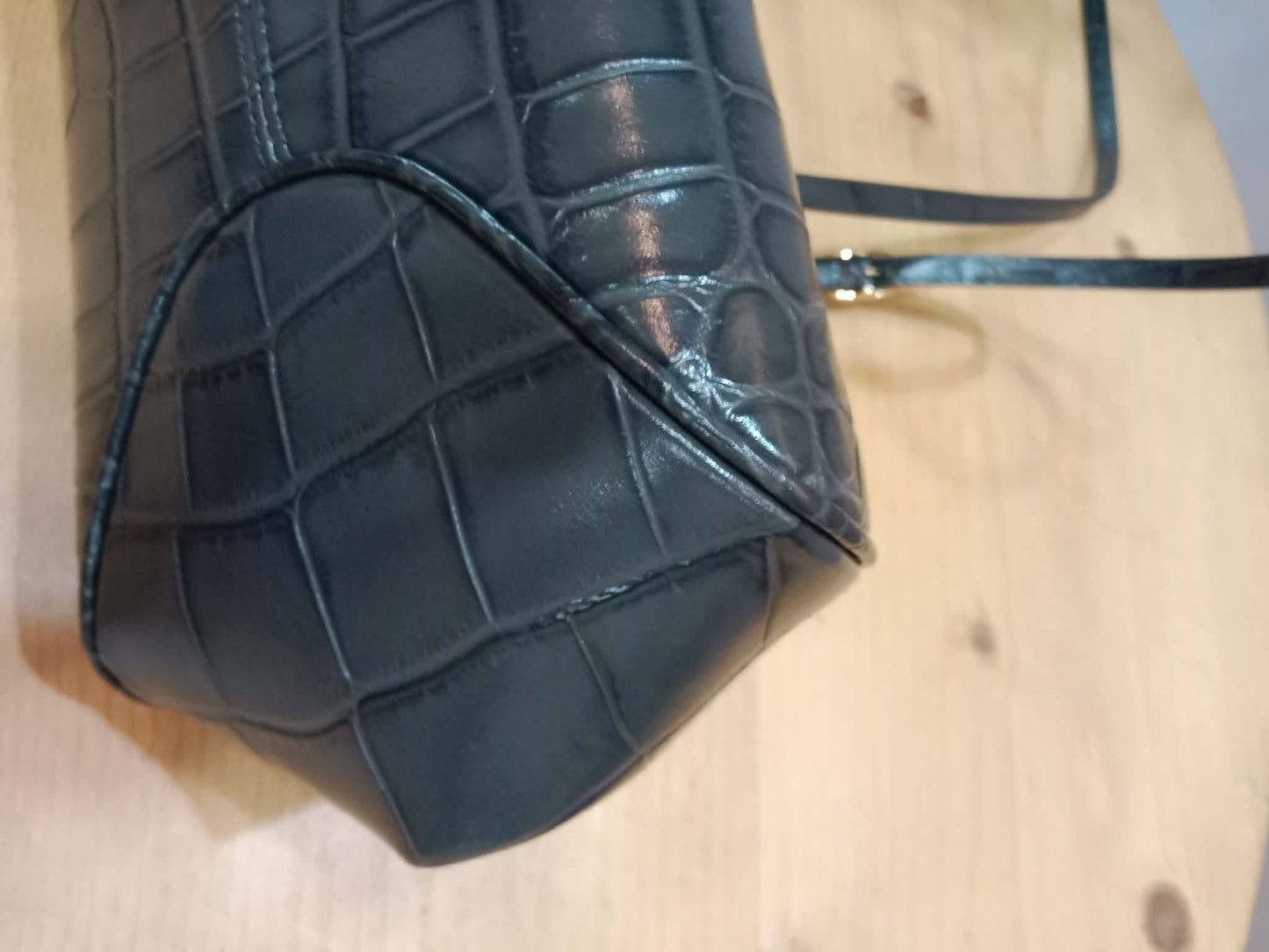 Chanel Crocodile Embossed Calfskin Clutch with Leather Strap Microchipped