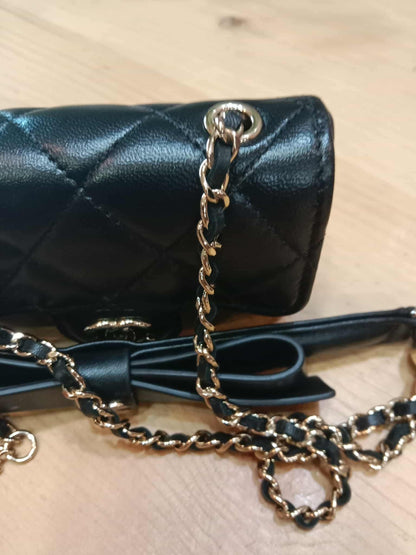 Chanel Bow Chain Belt Bag Black Lambskin Series 31