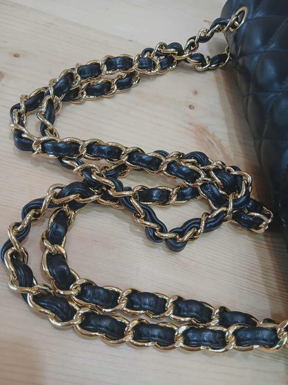 Chanel Double Flap Jumbo Lambskin Black Series 16