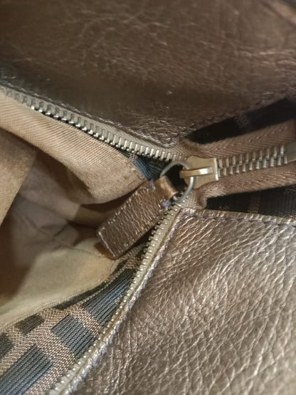 Fendi Zucca Canvas Trim Chef Shopper Tote Bag Brown