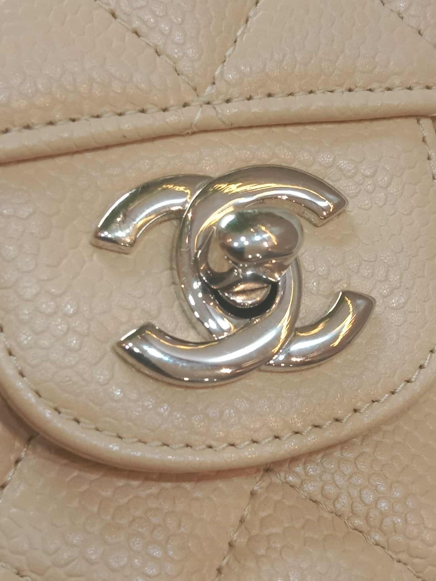 Chanel Classic Double Flap Medium Beige Caviar Series 14