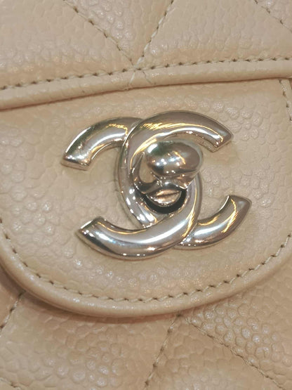 Chanel Classic Double Flap Medium Beige Caviar Series 14