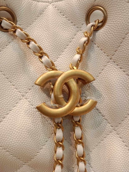 Chanel 25 Medium Hobo Bag Caviar White Microchipped Brandnew