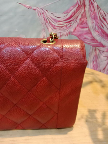 Chanel Diana Quilted Caviar Leather Red Series 2