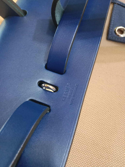 Hermes Herbag Ado Zip Backpack Canvas Bicolor Tan/Blue Stamp U 2022