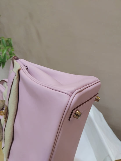 Hermes Birkin 25 Mauve Sylvestre Swift Rose Gold Hardware Stamp W 2024