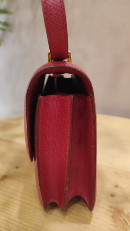 Hermes Constance 18 Red Courchevel Stamp Y Circle 1995