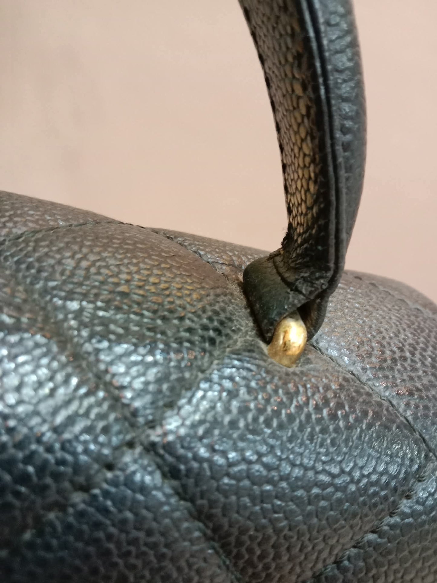 Chanel Vintage Caviar Kelly Flap Tophandle Black Series 7