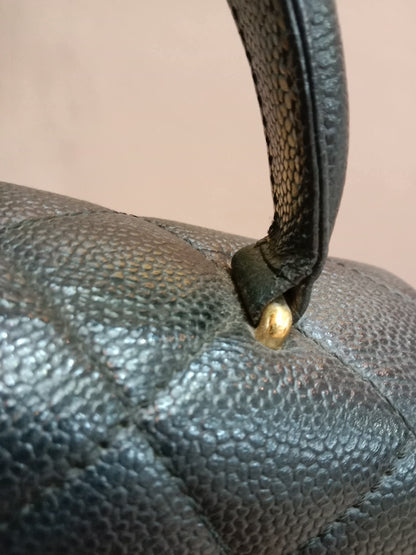 Chanel Vintage Caviar Kelly Flap Tophandle Black Series 7