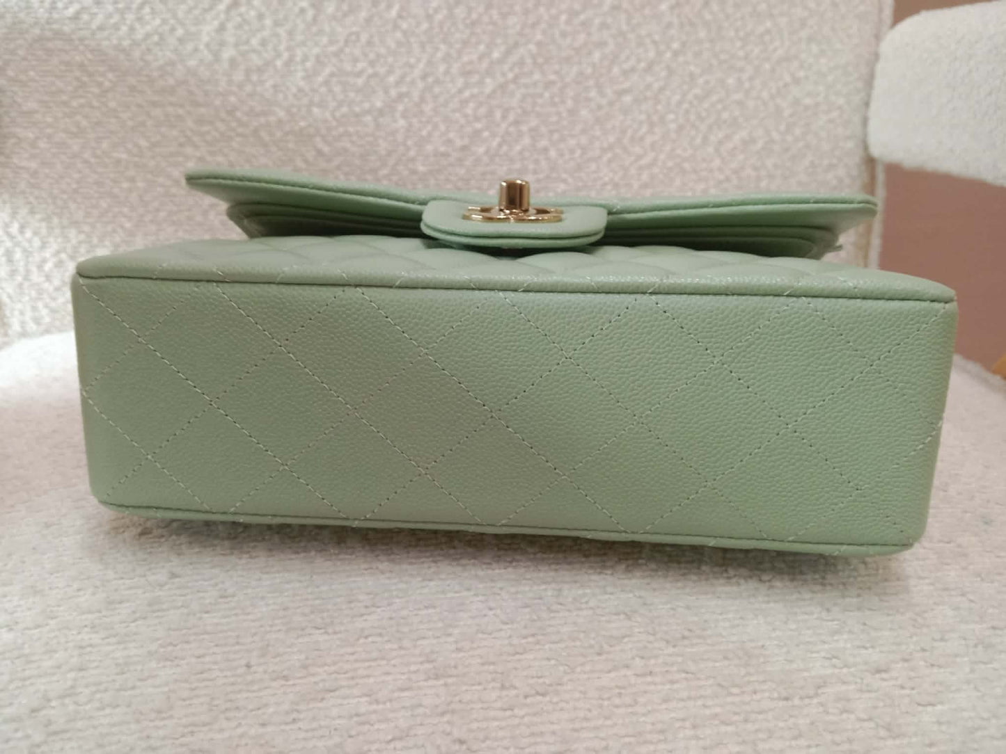 Chanel 24C Timeless Classic Double Flap Caviar Green Caviar Microchipped