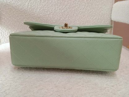 Chanel 24C Timeless Classic Double Flap Caviar Green Caviar Microchipped