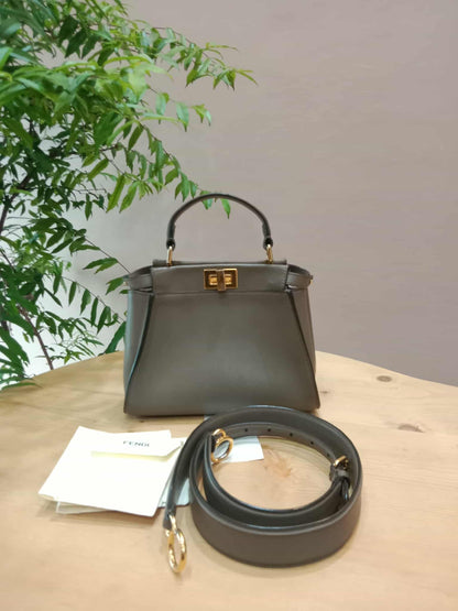 Fendi Peekaboo Grey Leather Mini