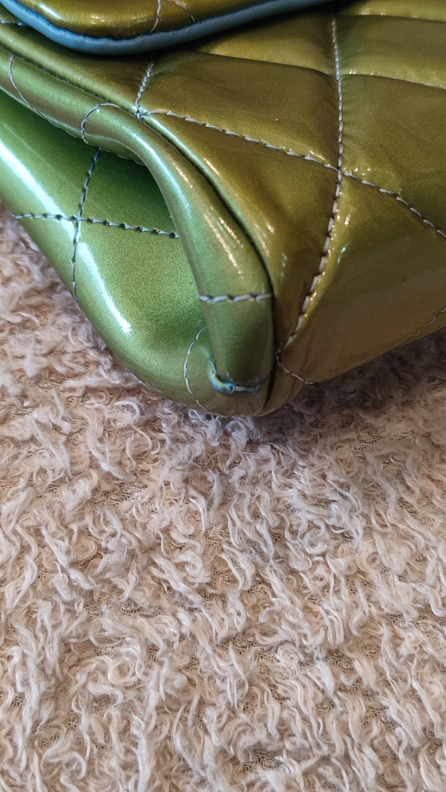 Chanel Chained Clutch Green/Blue Patent Series 17