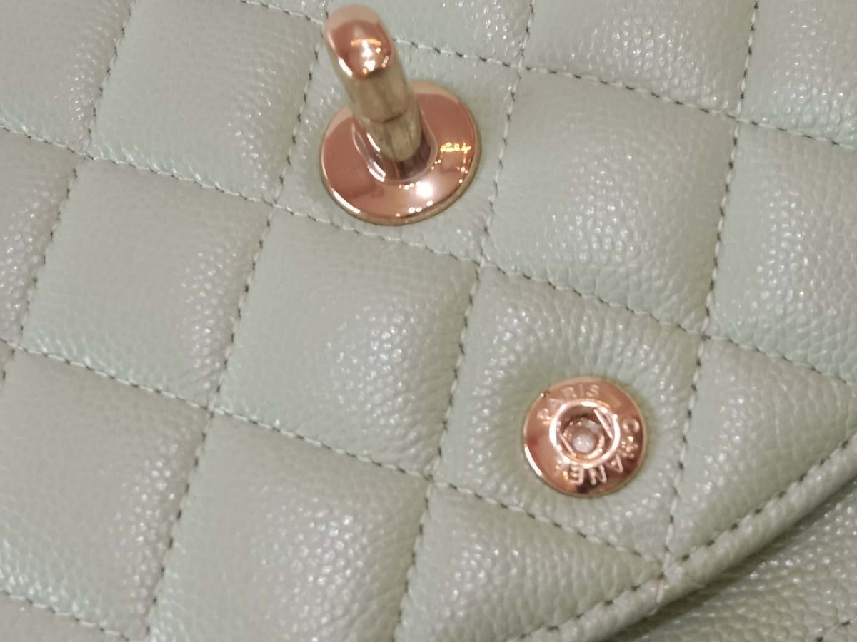 Chanel 24C Timeless Classic Double Flap Caviar Green Caviar Microchipped