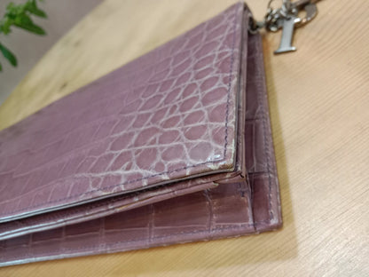 Dior Crocodile Embossed Mauve Clutch