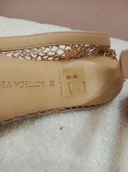 Bottega Veneta Mesh Nappa Chunky Chain Sandals Beige Size 36