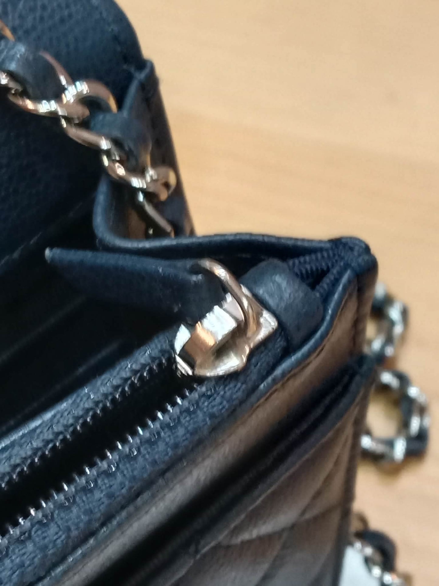 Chanel CC Box Wallet On Chain Caviar Navy Blue Series 27