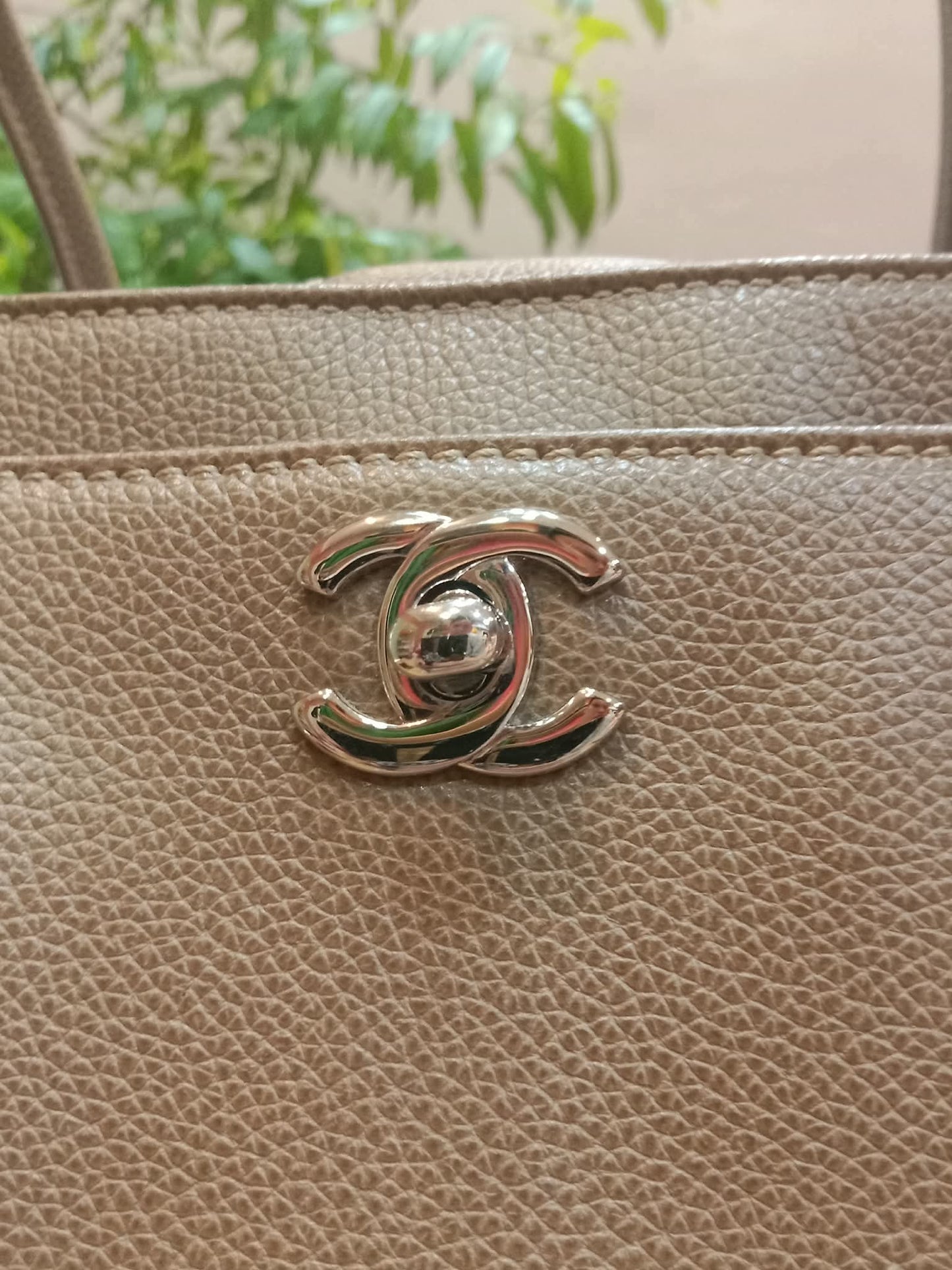 Chanel Cerf Executive Tote in Neutral Taupe Color CC Turnlock Closure Series 17