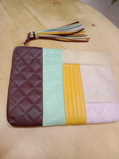 Chanel Colorblock Patchwork O-Case Clutch Lambskin Series 22