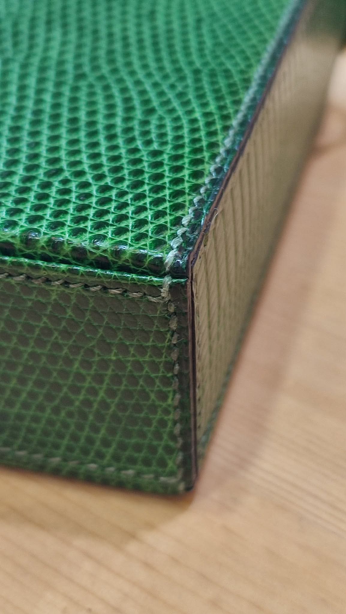 Hermes Lizard Green Vintage Bag Stamp O Circle 1985