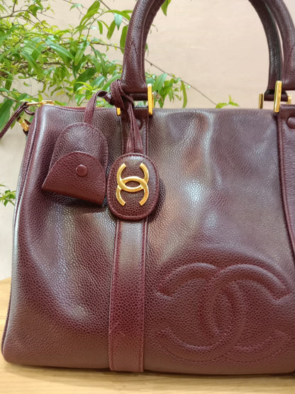 Chanel Boston Bag Burgundy Caviar Series 2