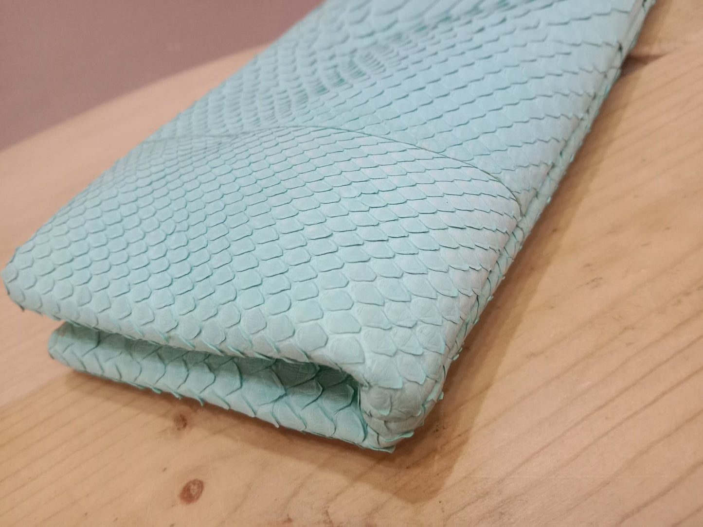 Chanel Mint Green Python Leather Clutch With a Silver-Toned Kiss-Lock Closure Series 15