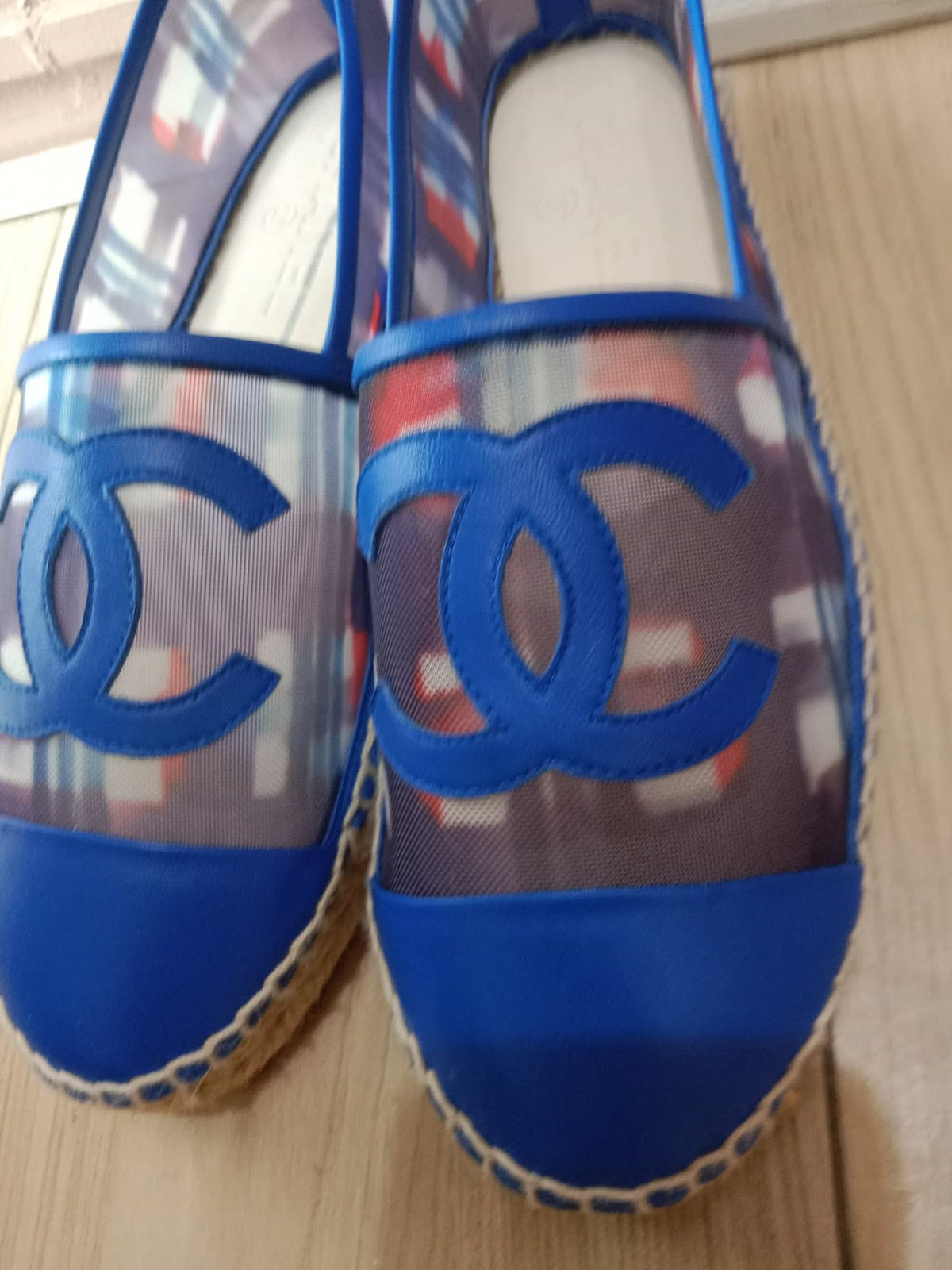 Chanel CC Espadrille Flats Blue Size 37
