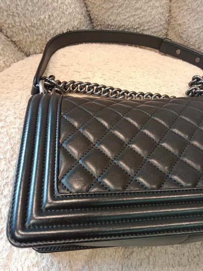 Chanel Leboy Quilted Lambskin Old Medium Black Series 24