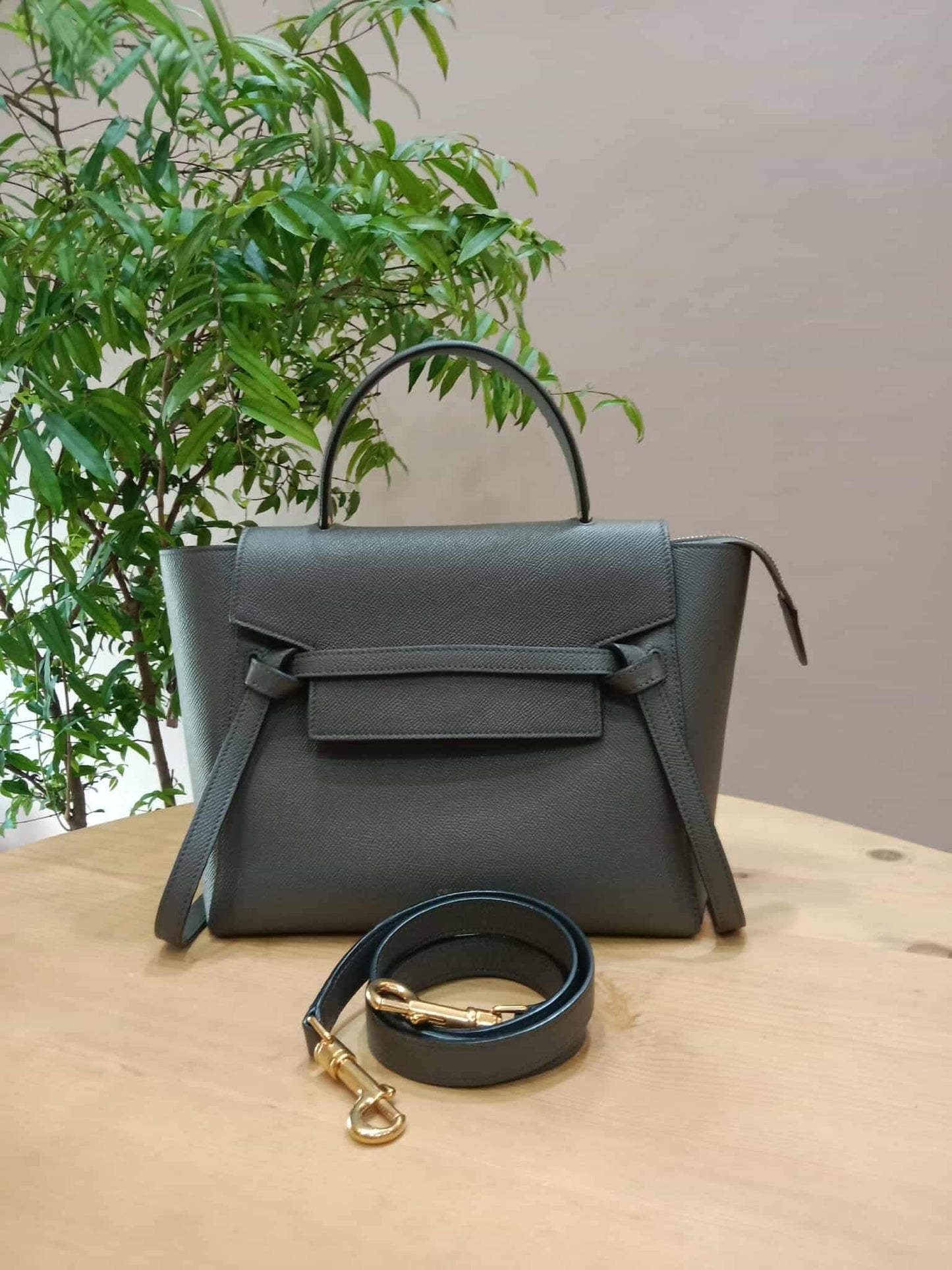 Celine Mini Belt Bag Grey in Grained Calfskin GHW