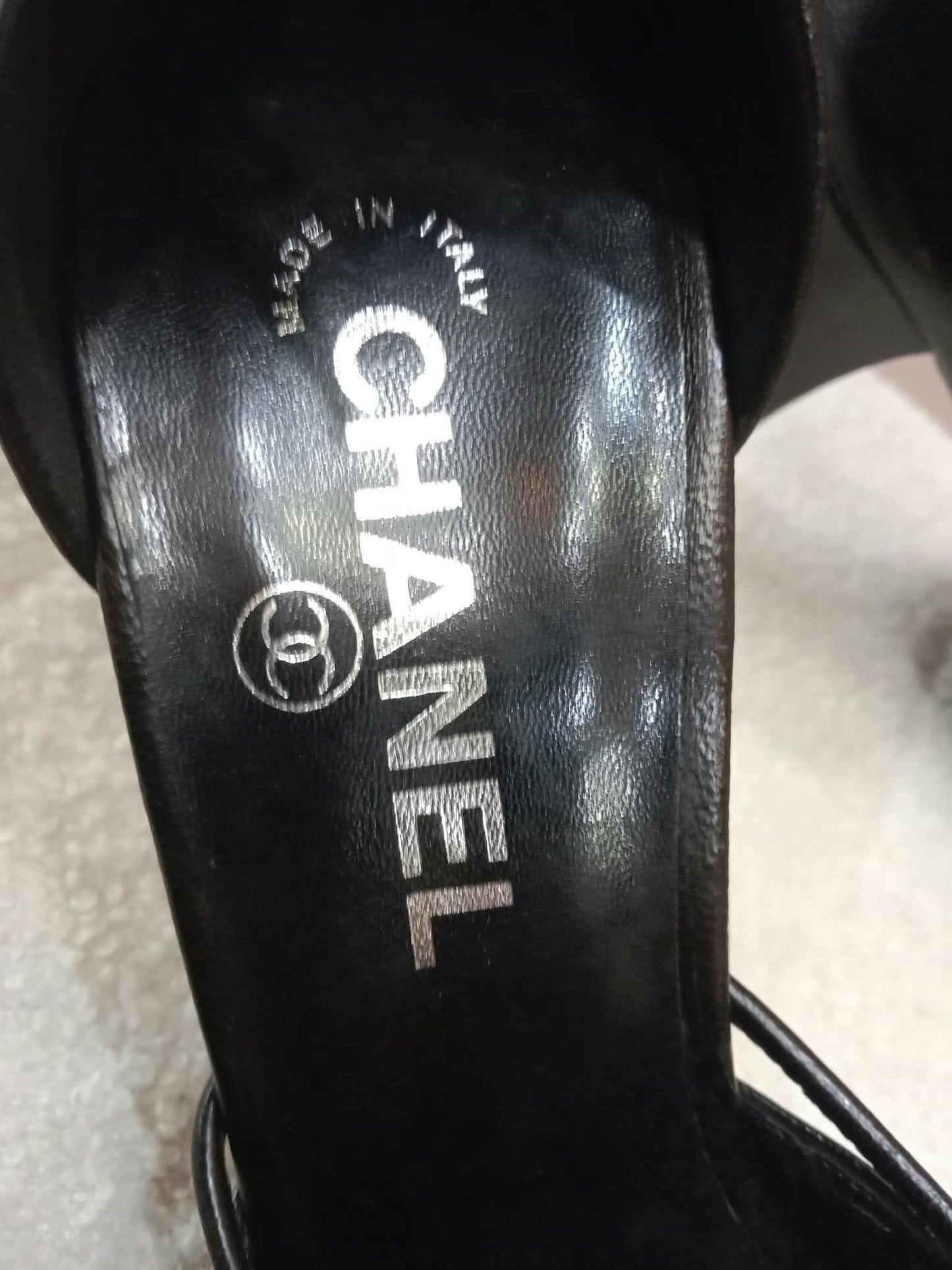 Chanel Black Leather Heels Knotted Toe Design and Draped Ankle Cuff Black Size 38
